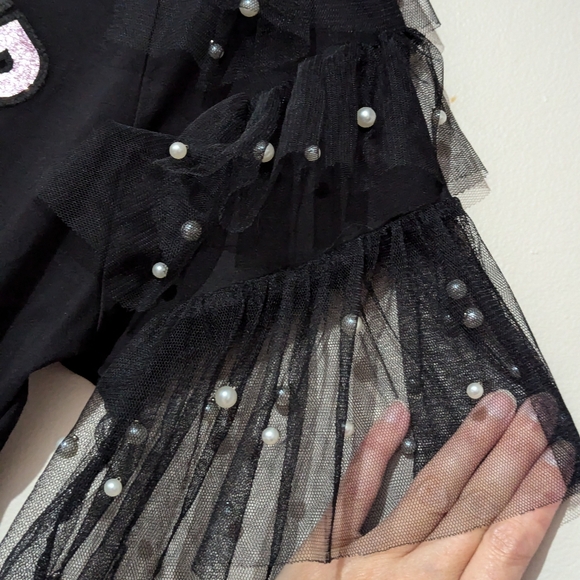 In2you Black Sequin Forever Shirt Size Small - Picture 7 of 8